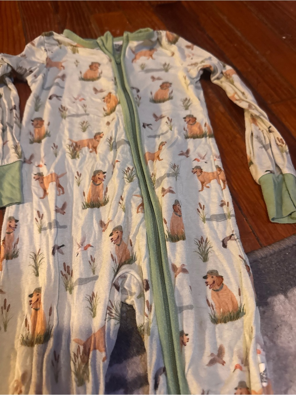Golden retriever print bamboo Zippered Pajamas size 18-24 months free birdees